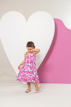 Vestido FILHA Carol (Coração Rosa) - Marias - MODA PARA MENINAS