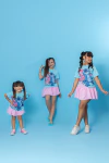 Combinadinho Stitch Tee + Short Saia Balone (Family) - comprar online