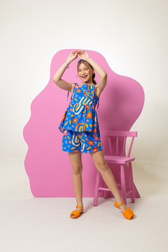 Combinadinho Peplum Lastex (Azul) na internet