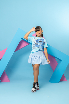 Combinadinho T Shirt + Saia Balonê (Azul)