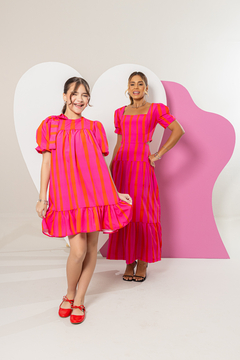 Vestido MÃE Eliza (Rosa Listras) - loja online