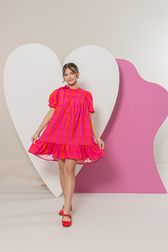 Vestido FILHA Eliza (Rosa Listras) - Marias - MODA PARA MENINAS