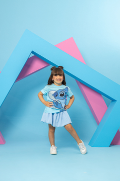 Combinadinho T Shirt + Saia Balonê (Azul) - Marias - MODA PARA MENINAS
