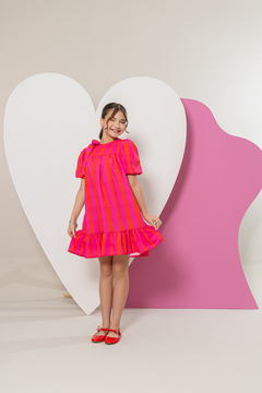 Vestido FILHA Eliza (Rosa Listras) - loja online