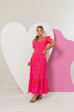 Vestido MÃE Eliza (Rosa Listras) - comprar online