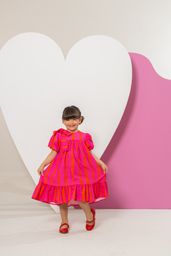 Vestido FILHA Eliza (Rosa Listras) - Marias - MODA PARA MENINAS