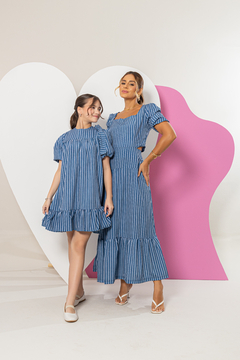 Vestido MÃE Eliza (Listras Azul) - loja online