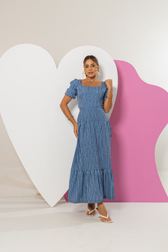 Imagem do Vestido MÃE Eliza (Listras Azul)