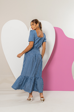 Vestido MÃE Eliza (Listras Azul) - Marias - MODA PARA MENINAS