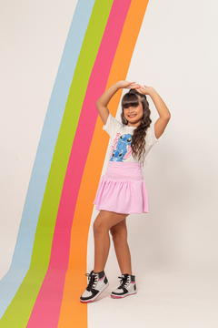 Combinadinho Tee + Short Saia Balonê (Stitch Rosa Bebe) - loja online