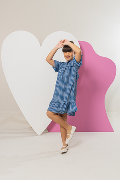 Vestido FILHA Eliza (Listras Azul) - loja online