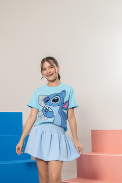 Combinadinho T Shirt + Saia Balonê (Azul) - Marias - MODA PARA MENINAS