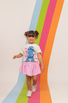 Imagem do Combinadinho Tee + Short Saia Balonê (Stitch Rosa Bebe)