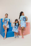 Combinadinho T Shirt + Saia Balonê (Azul) - comprar online
