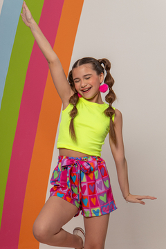 Combinadinho Milena Neon (Corações) - Marias - MODA PARA MENINAS