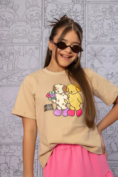 Combinadinho Tee+Short Saia Lacinho Bobbie Goods (Nude) - Marias - MODA PARA MENINAS