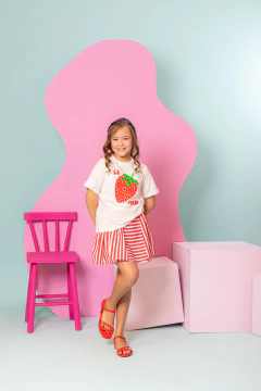 Combinadinho Tee + Short Saia (Morango) - comprar online