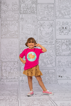 Combinadinho Tee+Short Saia Lacinho Capivara (Pink) - Marias - MODA PARA MENINAS