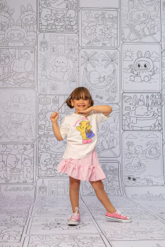 Imagem do Combinadinho Tee+Short Saia Lacinho Bobbie Goods (Branca)