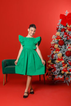 Vestido Rayssa (Verde) - Marias - MODA PARA MENINAS