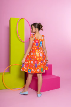 Vestido Kamile (Flowers Orange) - loja online