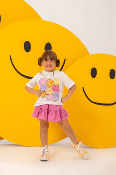 Combinadinho Tee + Short Saia (Emoji Rosa)