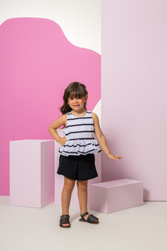Imagem do Combinadinho Peplum Balonê (Listras Preta)