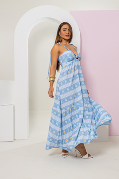 Vestido MÃE Bianca (Flor Azul) - comprar online