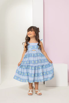 Vestido FILHA Bianca (Flor Azul) - comprar online