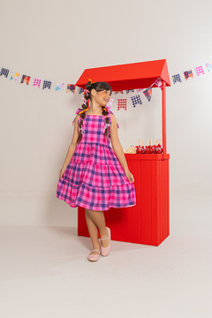 Vestido 3 Marias (Xadrez Rosa/Azul) - loja online