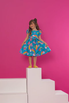 Vestido Laura (Arco íris Azul)