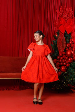 Vestido Duda (Flor Vermelha) - Marias - MODA PARA MENINAS