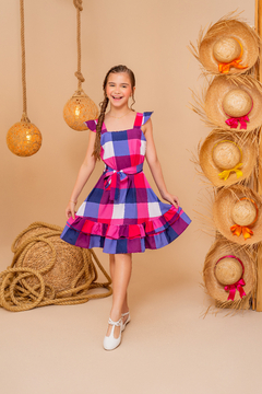 Vestido Danielle (Xadrez Azul/Rosa) na internet