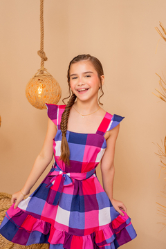 Vestido Danielle (Xadrez Azul/Rosa) - Marias - MODA PARA MENINAS