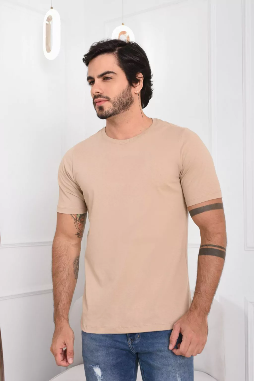 Camiseta Masculina Basic - Nude