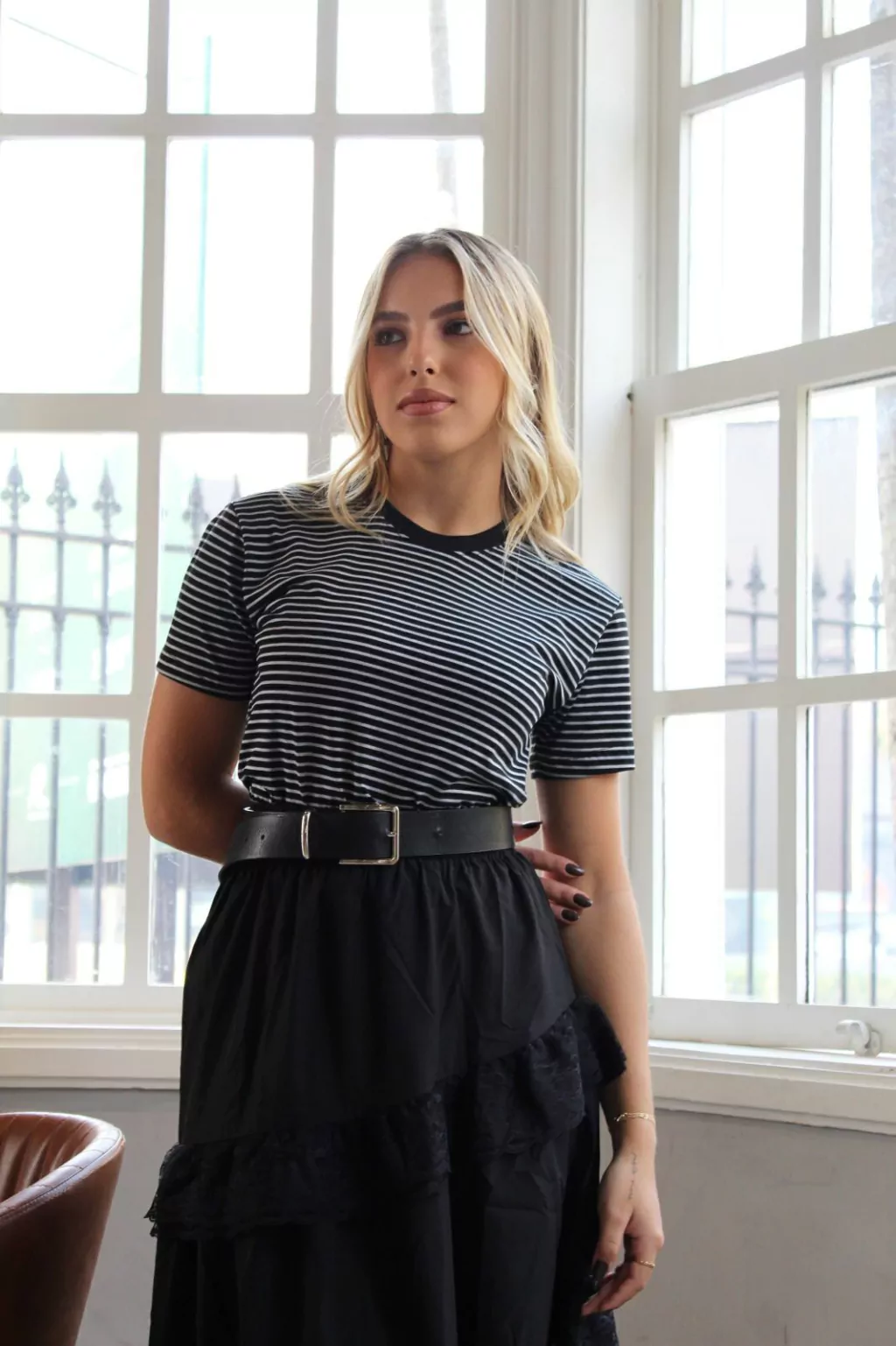 T-shirt Listrada - Preto