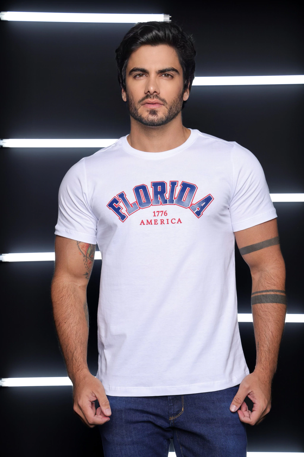 Camiseta masculina - Florida alto relevo (Algodão menegotti)