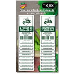 Cartela com 20 pares de filtros para bomba de chimarrão da marca Portão.