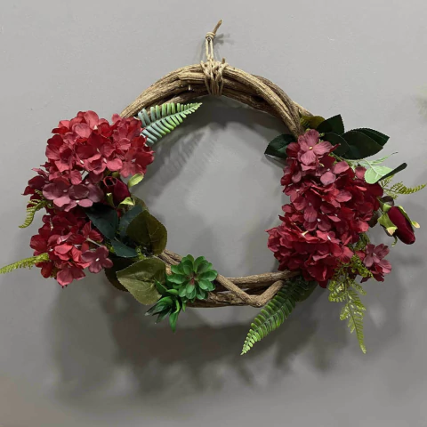 Guirlanda Vermelha com Flores 40 cm