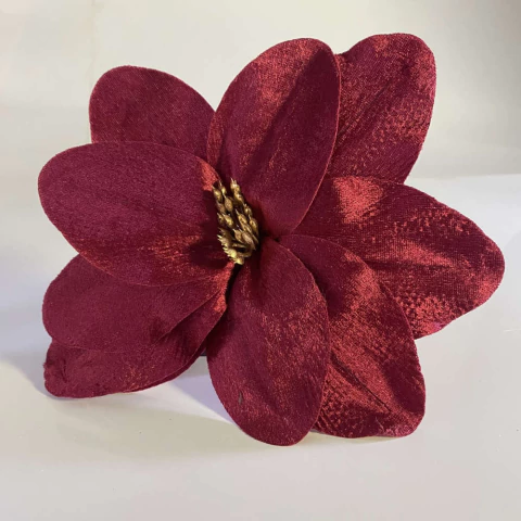Flor Natalina Poinsétia Marsala com Miolo Dourado 25 cm