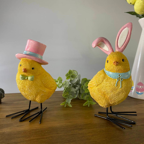 Par de Pintinhos para Decoração 11 cm