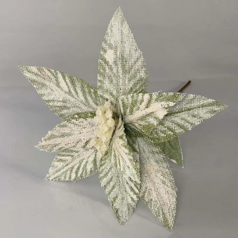 Flor Natalina Verde Rústica 50 cm