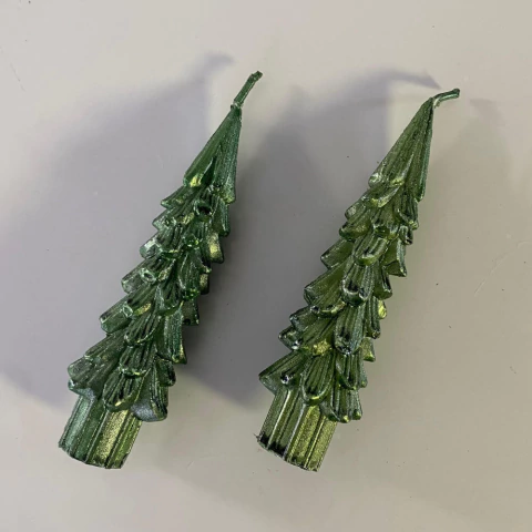 Vela Natalina Pinheiro Verde Cintilante 12 cm