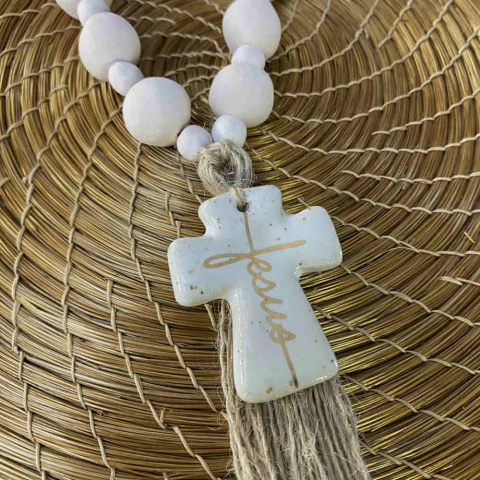 Dezena Decorativa Jesus Cerâmica Ouro 25 cm