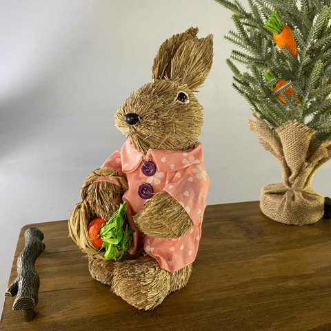 Coelhinha de Páscoa Pequena de Vestido Rosa 22 cm