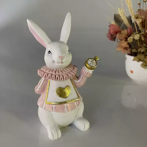 Coelho da Páscoa Rosa com Relógio 16 cm
