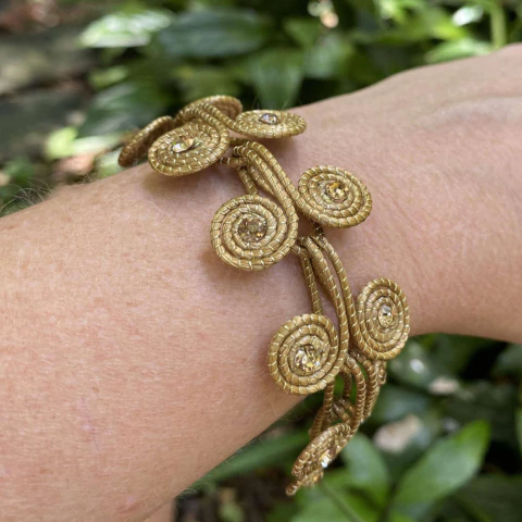 Pulseira Capim Dourado com Strass