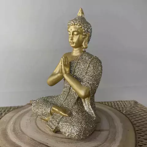 Buda Dourado da Prosperidade Meditando 12 cm