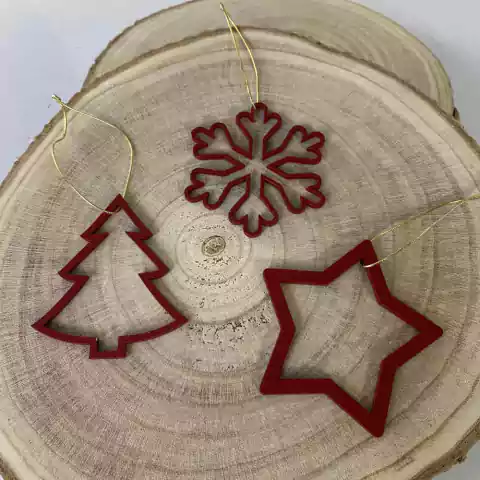 Trio para Enfeitar Árvore de Natal 8 cm