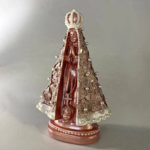 Imagem de Nossa Senhora Aparecida Rose Gold com Pérolas 22 cm